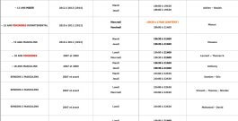 Horaires Entraînements